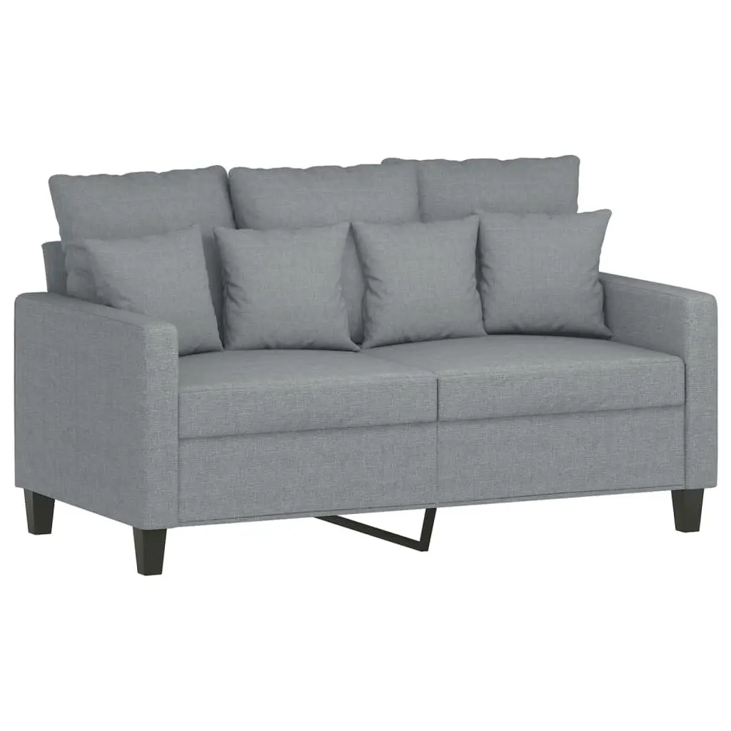 3 Piece Sofa Set Grey Fabric Contemporary Lounge with Cushions and Footstool