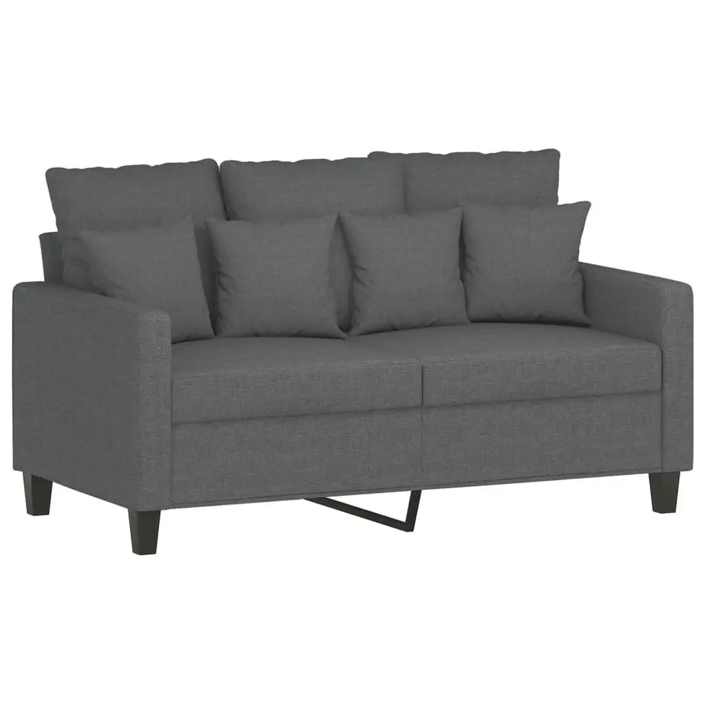 2 Piece Sofa Set Grey Fabric Couch Durable Plywood and Metal Living Room Furniture