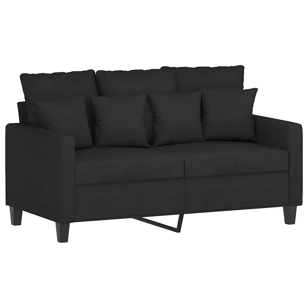 Sofa Set Black Fabric 2 Piece Durable Plywood and Metal Couch Living Room Seating