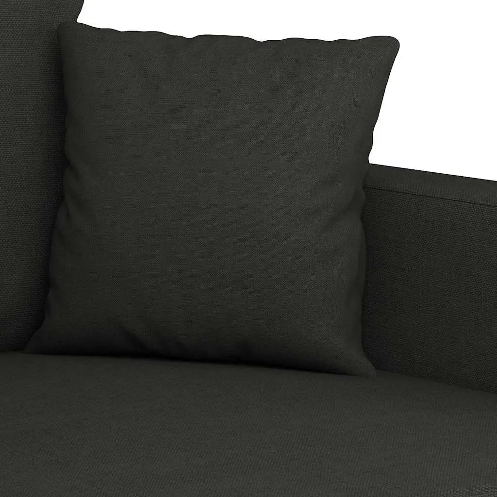 Sofa Set Black Fabric 2 Piece Durable Plywood and Metal Couch Living Room Seating