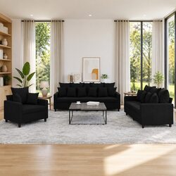 Black Velvet 3 Piece Sofa Set for Cozy Living Rooms