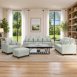 Cozy 4 Piece Grey Velvet Sofa Set with Cushions