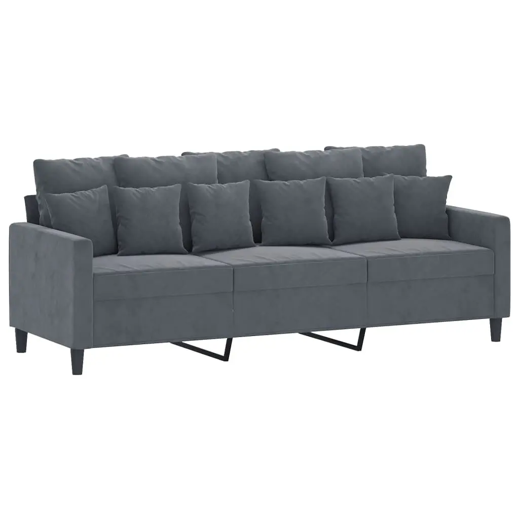 4 Piece Sofa Set Grey Velvet Living Room Furniture