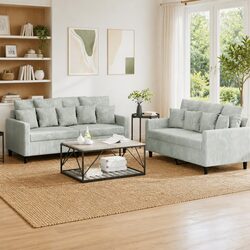 2 Piece Grey Velvet Sofa Set for Cozy Living Rooms