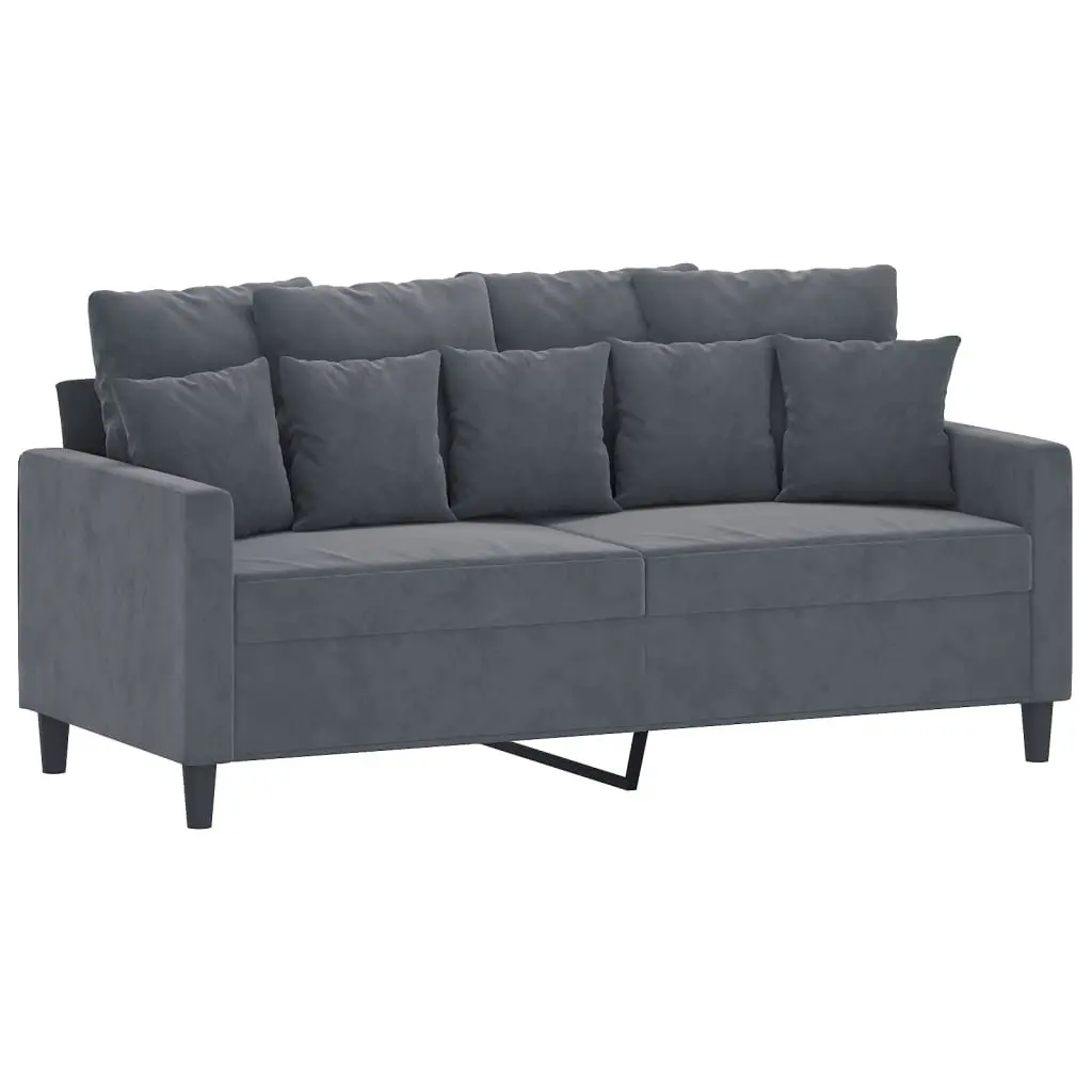 2 Piece Sofa Set Grey Velvet Lounge Suite Comfortable Seating Couch Cushions