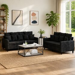 Black Velvet 2 Piece Sofa Set for Cozy Living Rooms