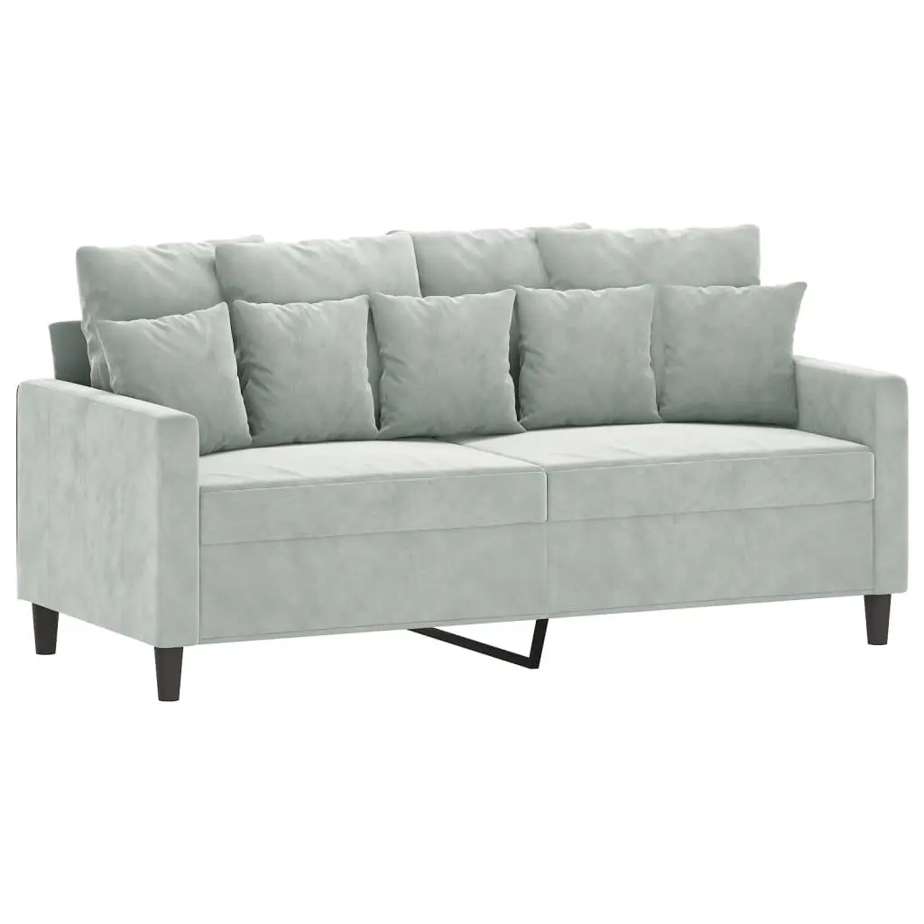 3 Piece Sofa Set Grey Velvet Living Room Furniture Suite