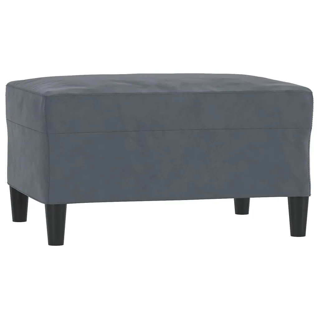 3 Piece Sofa Set Grey Velvet Lounge Suite with Footstool Living Room Furniture