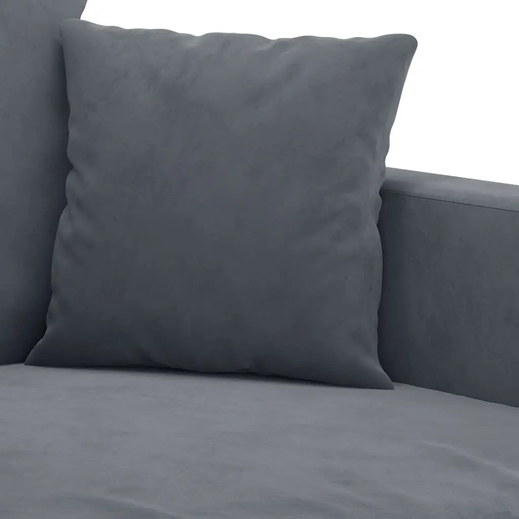 3 Piece Sofa Set Grey Velvet Lounge Suite with Footstool Living Room Furniture