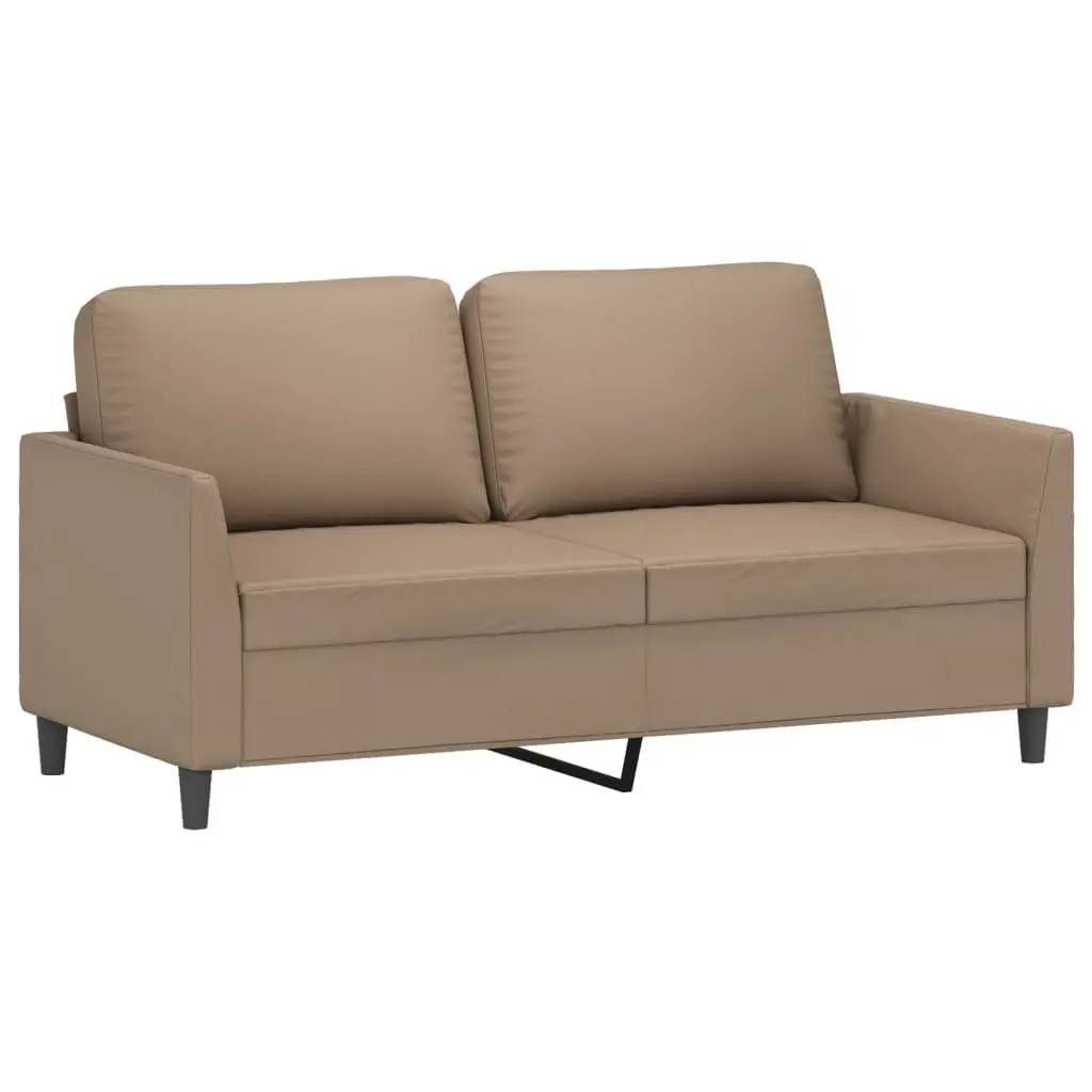 Brown Faux Leather Cushioned Sofa Set 2 Piece Lounge Suite