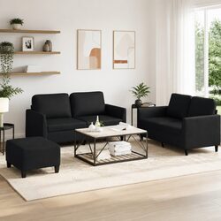 Cozy 3 Piece Sofa Set with Cushions and Footstool
