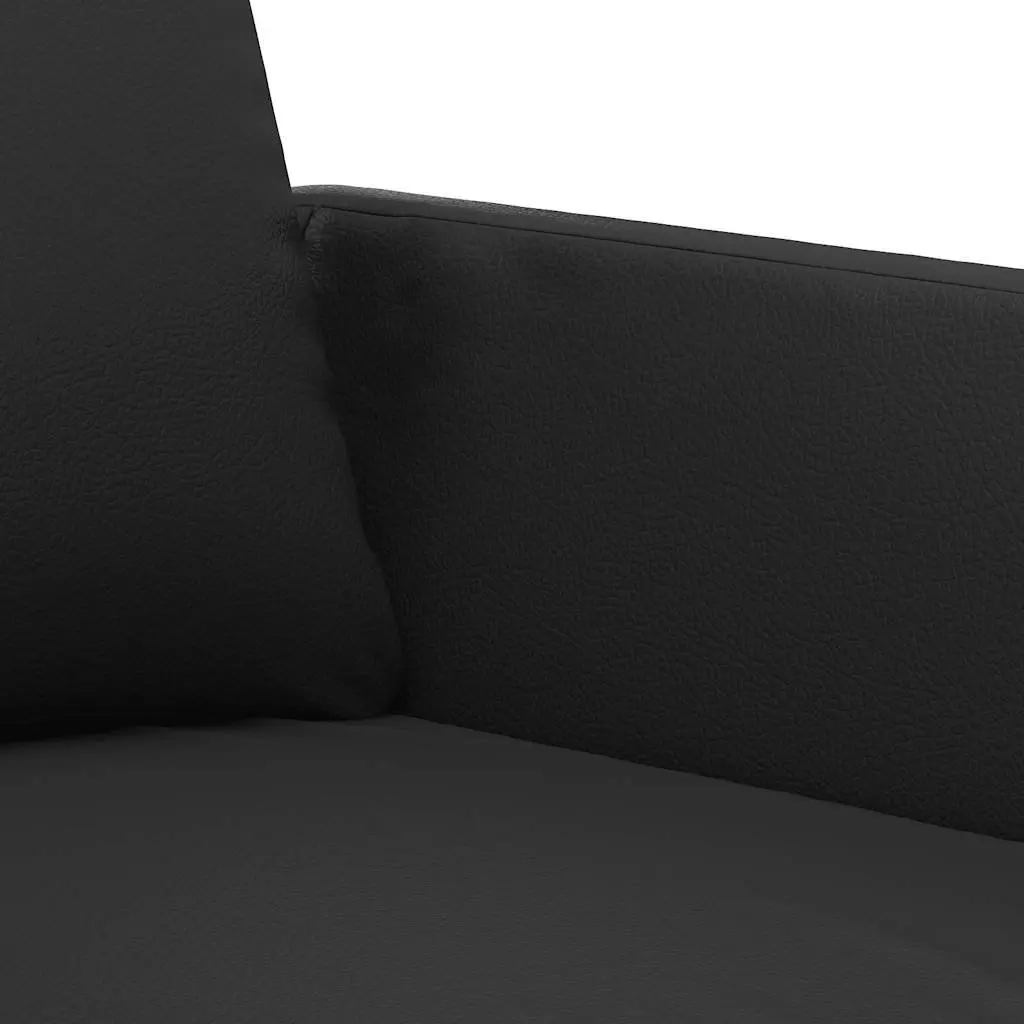 2 Piece Sofa Set Black Faux Leather Plywood and Metal Construction