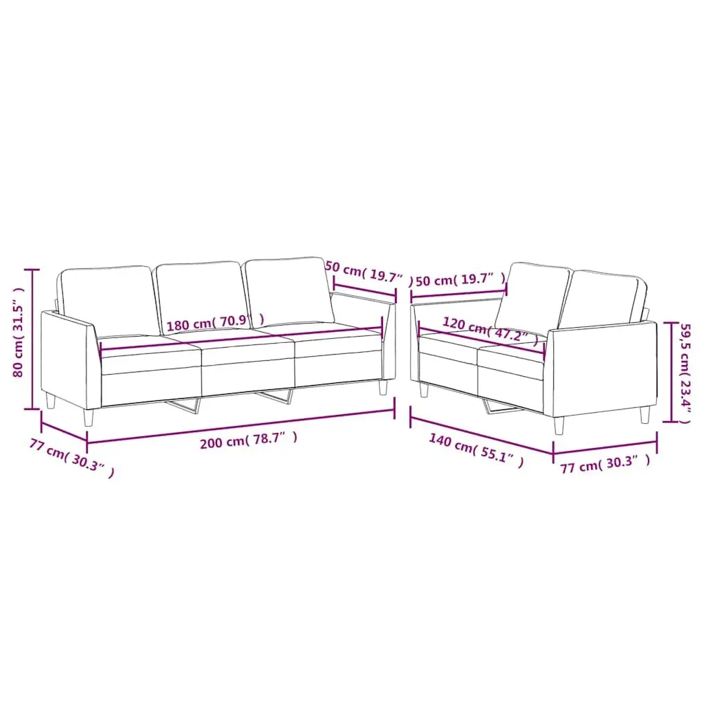 2 Piece Sofa Set Black Faux Leather Plywood and Metal Construction