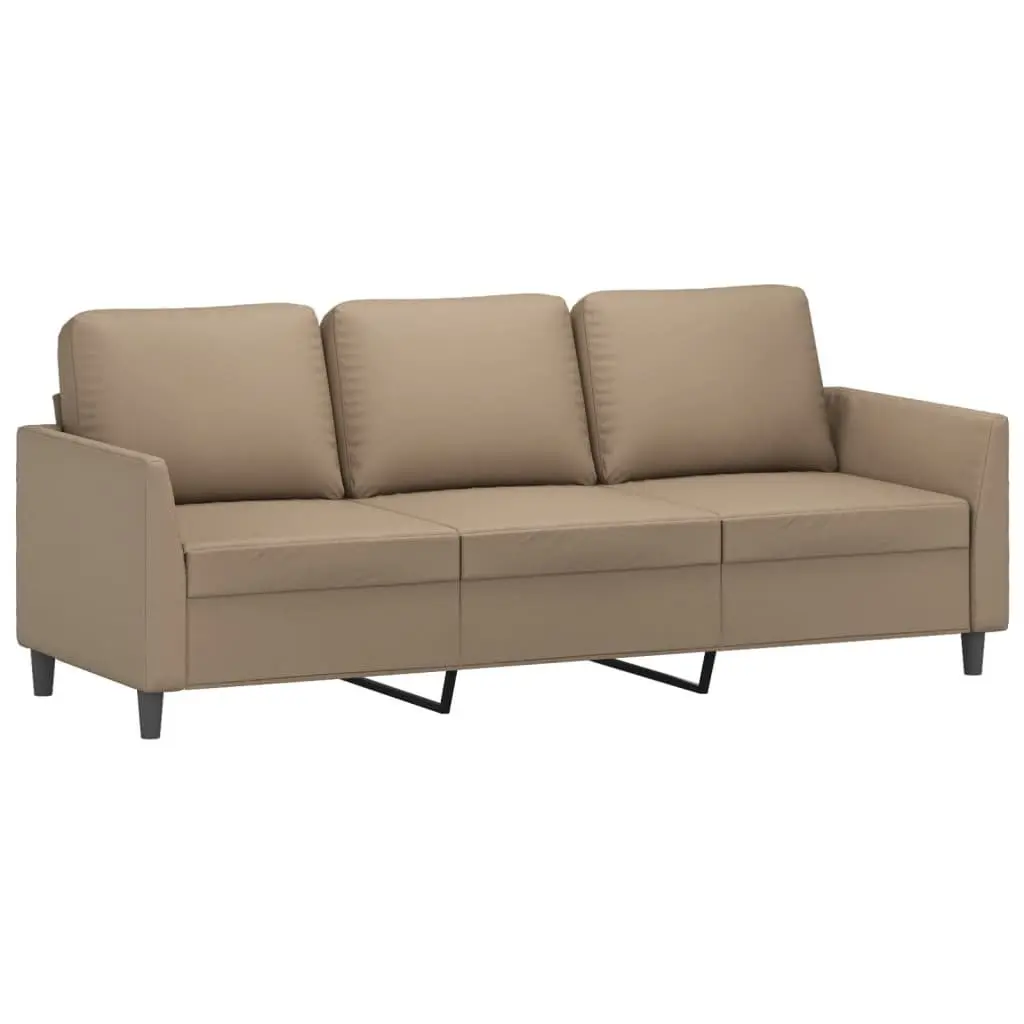 2 Piece Sofa Set Brown Faux Leather Upholstery Plywood and Metal Frame