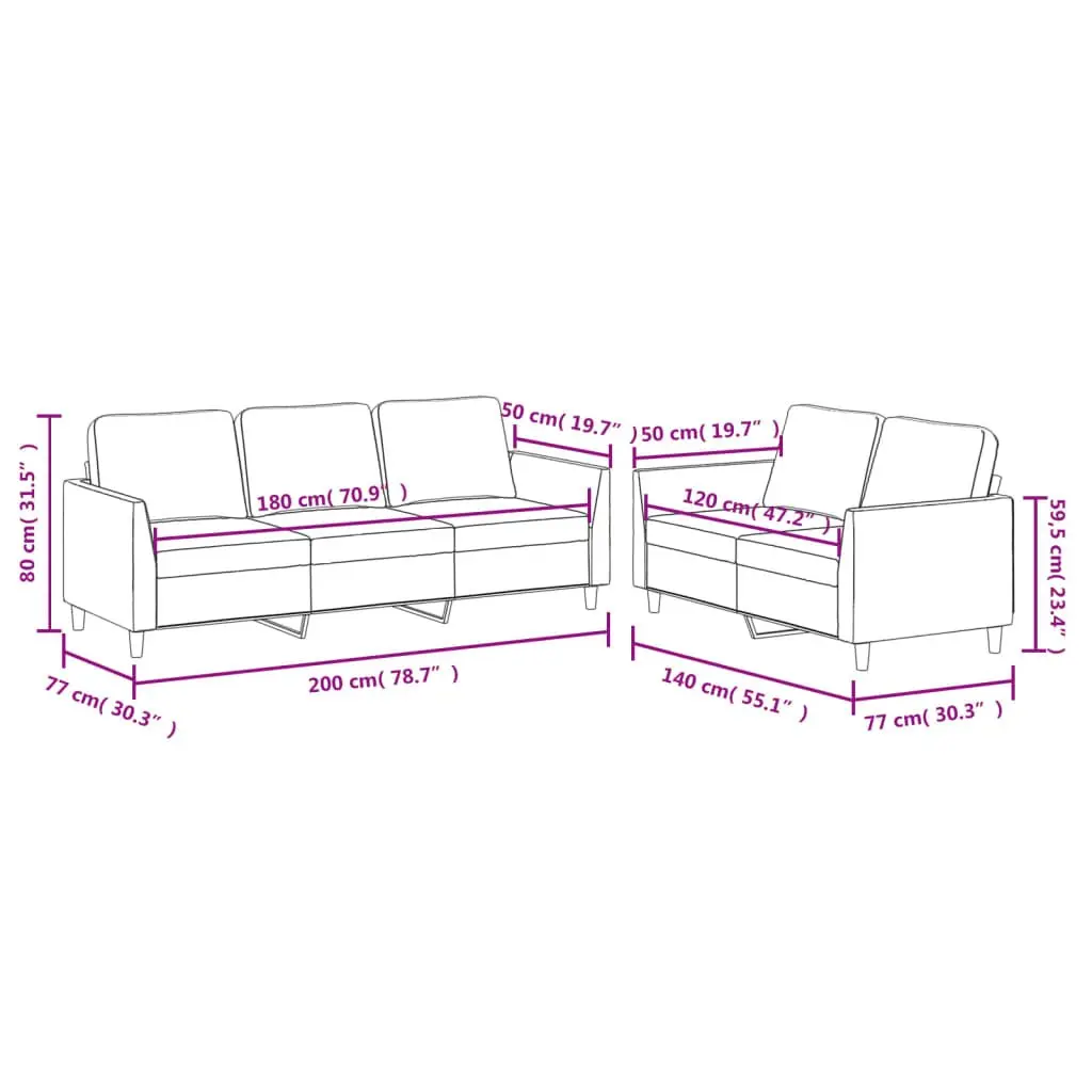 2 Piece Sofa Set Brown Faux Leather Upholstery Plywood and Metal Frame
