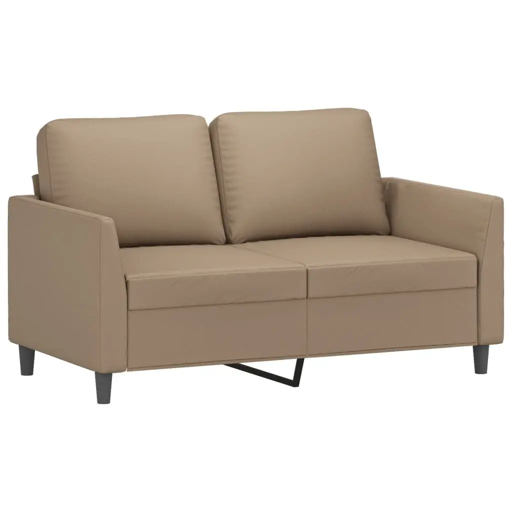 3 Piece Sofa Set Brown Faux Leather Living Room Furniture Couch with Footstool