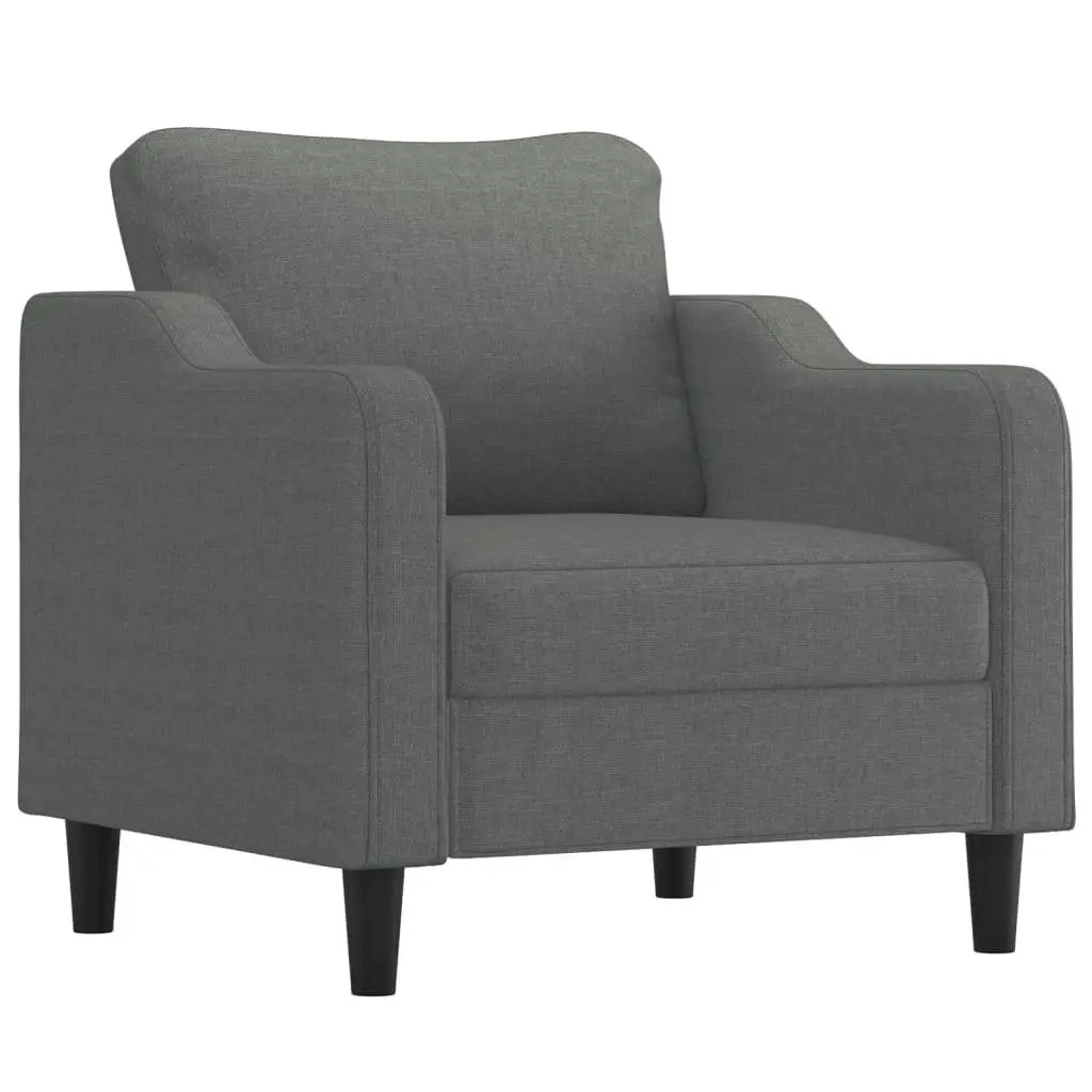 3 Piece Sofa Set Grey Fabric Living Room Furniture