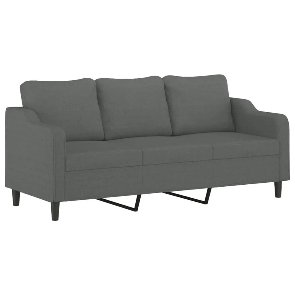 3 Piece Sofa Set Grey Fabric Living Room Furniture