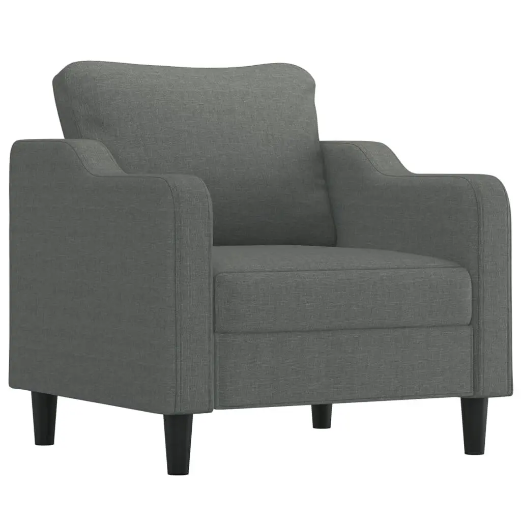 4 Piece Grey Fabric Lounge Set with Footstool and Roll Pillows for Living Room