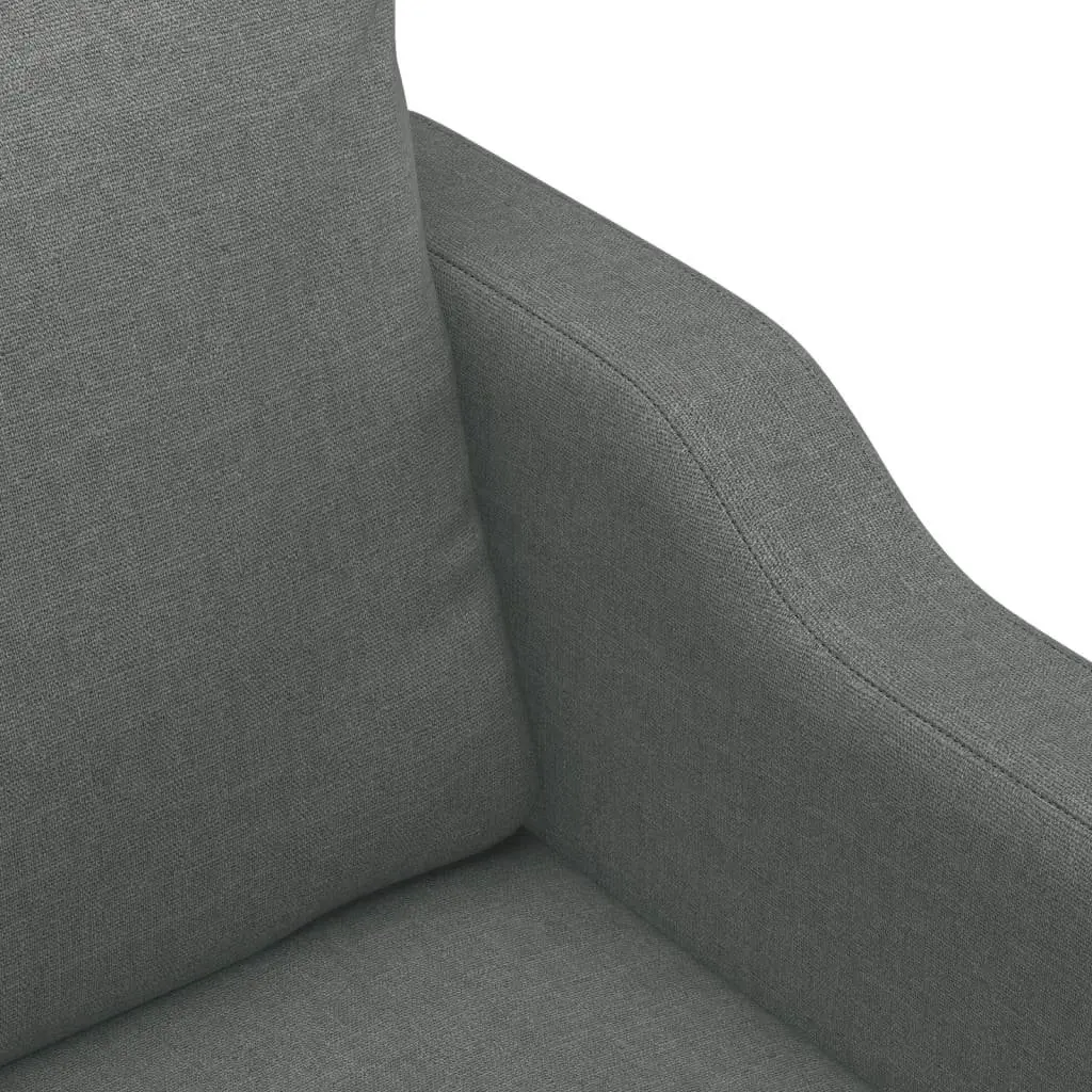 4 Piece Grey Fabric Lounge Set with Footstool and Roll Pillows for Living Room