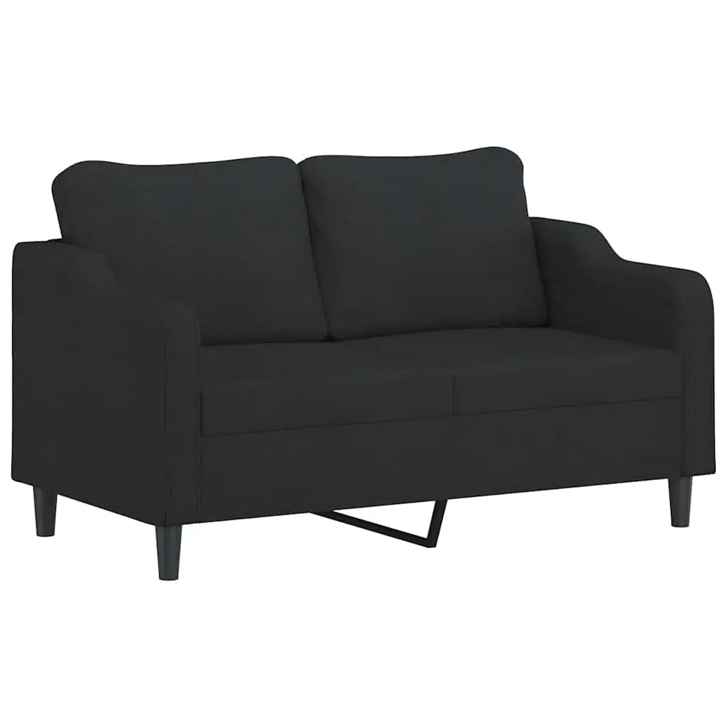 Sofa Set Black Fabric 2 Piece Lounge Suite Plywood and Metal Frame
