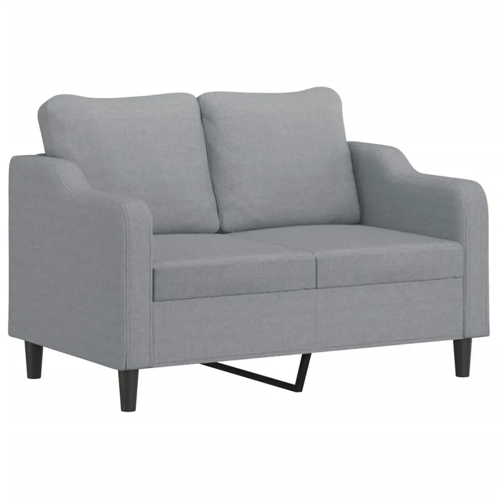 Grey Fabric Lounge Sofa Set 3 Piece with Cushions and Footstool for Compact Living Spaces