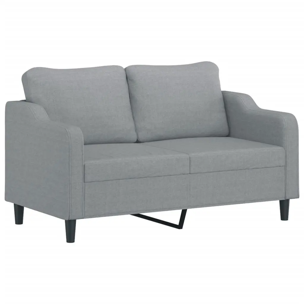 Grey Fabric Lounge Sofa Set 3 Piece with Cushions and Footstool for Compact Living Spaces