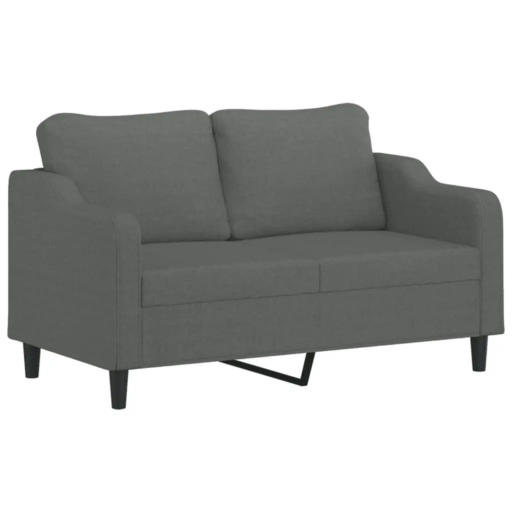 3 Piece Grey Fabric Sofa Set with Cushions and Footstool