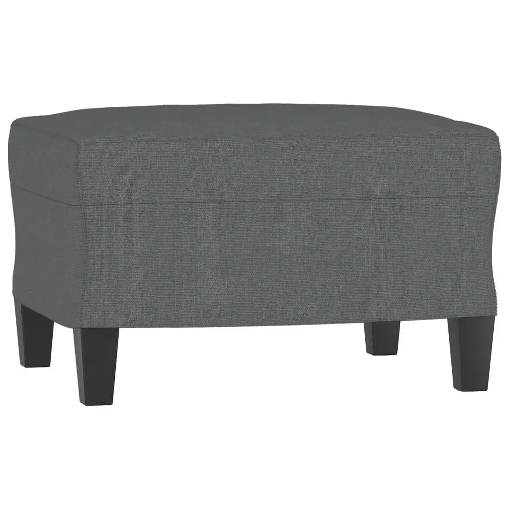 3 Piece Grey Fabric Sofa Set with Cushions and Footstool