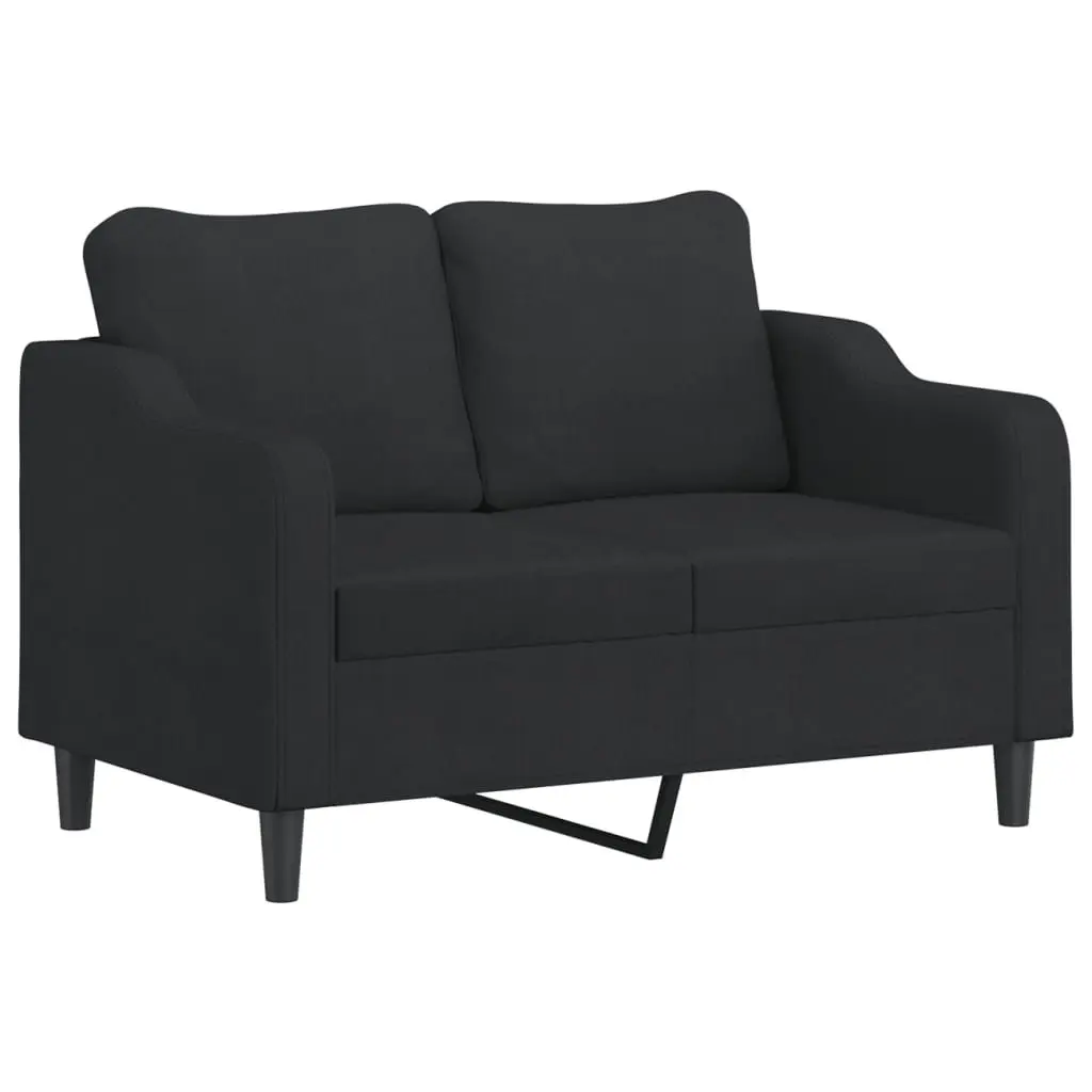 2 Piece Sofa Set Black Fabric Living Room Couch Plywood and Metal Frame