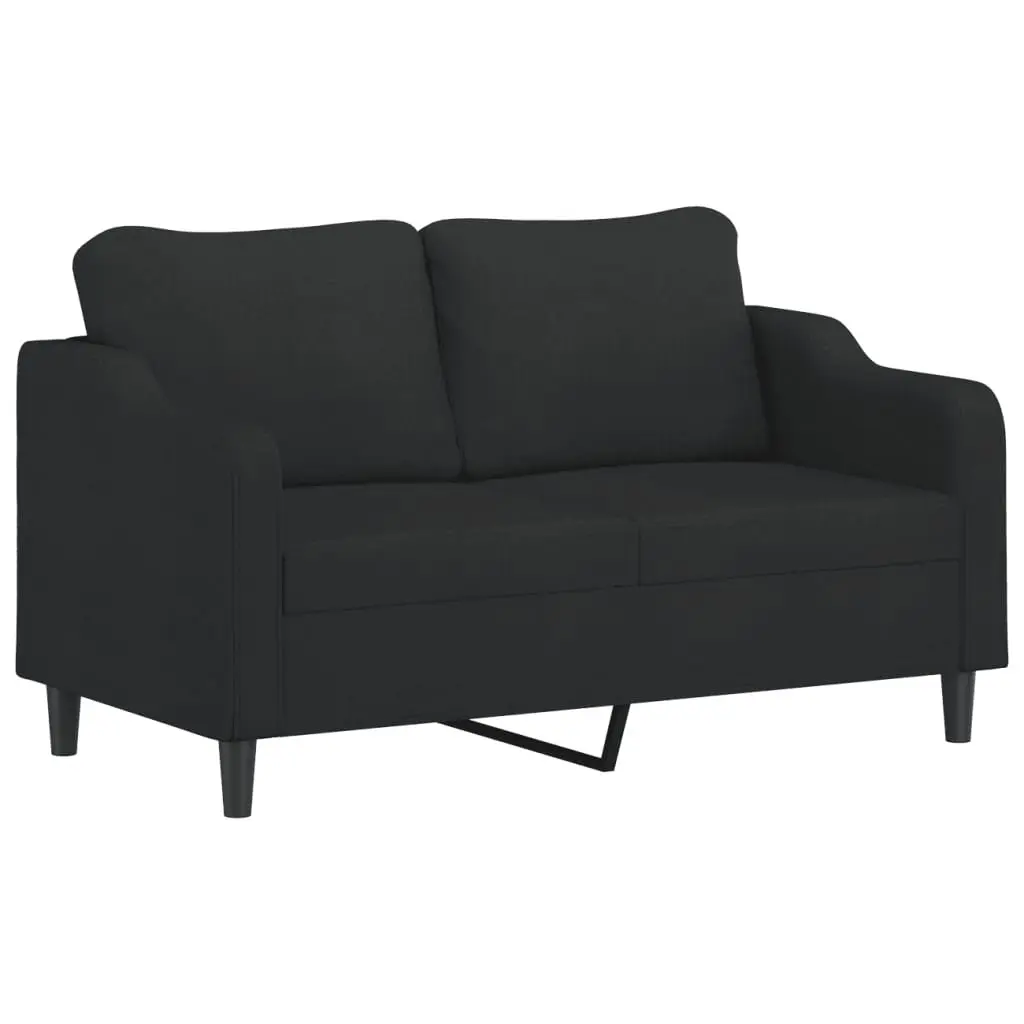 2 Piece Sofa Set Black Fabric Living Room Couch Plywood and Metal Frame