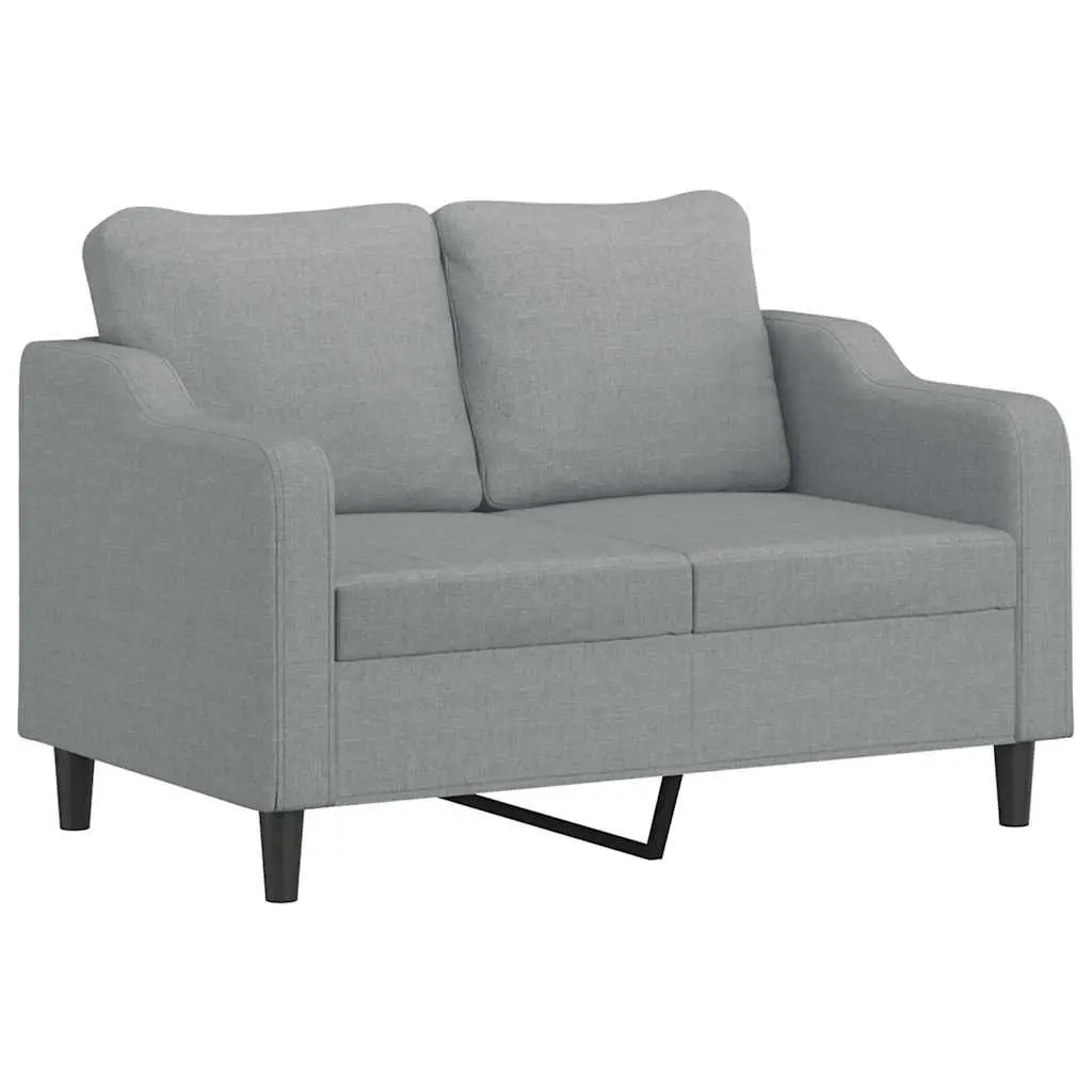 Sofa Set Grey Fabric 3 Piece Living Room Lounge with Pillows and Footstool