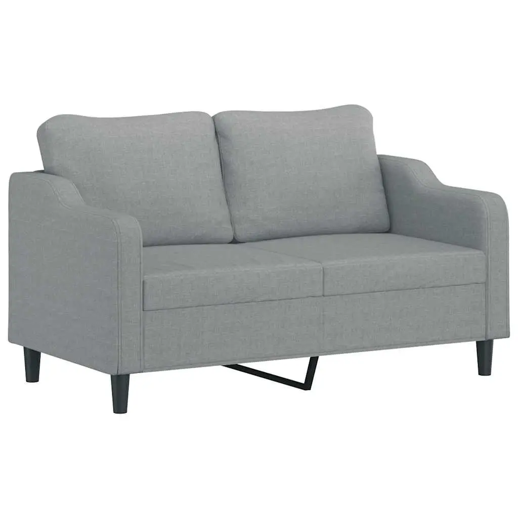 Sofa Set Grey Fabric 3 Piece Living Room Lounge with Pillows and Footstool