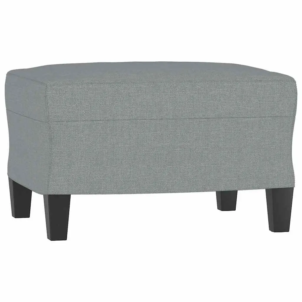 Sofa Set Grey Fabric 3 Piece Living Room Lounge with Pillows and Footstool