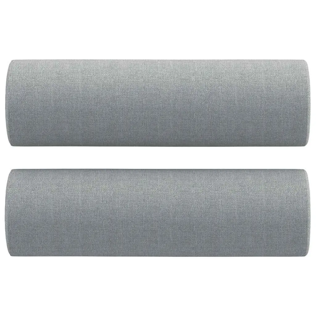 Sofa Set Grey Fabric 3 Piece Living Room Lounge with Pillows and Footstool