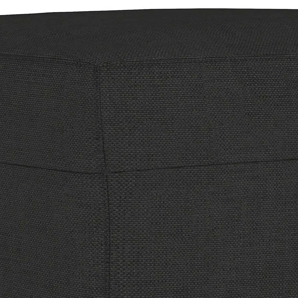 Black Fabric 3 Piece Sofa Set Compact Lounge Suite for Living Room with Pillows and Footstool