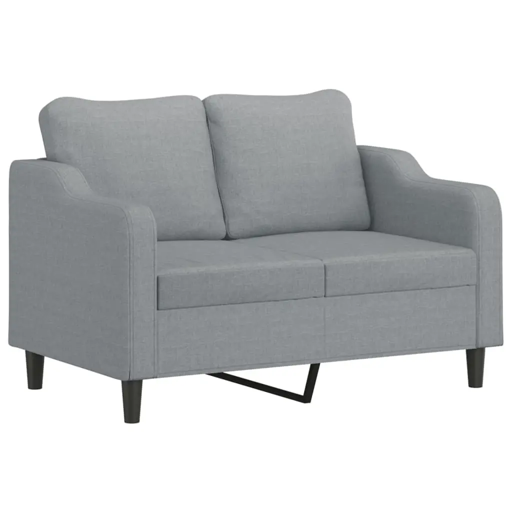 2 Piece Sofa Set Grey Fabric Lounge Suite Comfortable Padded Seat Armrests Back