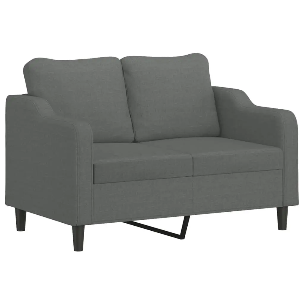 3 Piece Sofa Set Grey Fabric Couch with Cushions Footstool