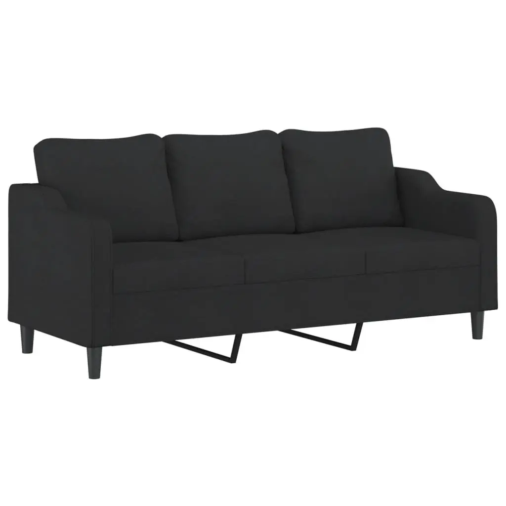 2 Piece Sofa Set Black Fabric Lounge Suite Plywood Metal Frame
