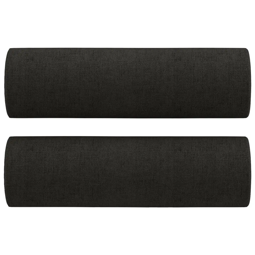 2 Piece Sofa Set Black Fabric Lounge Suite Plywood Metal Frame