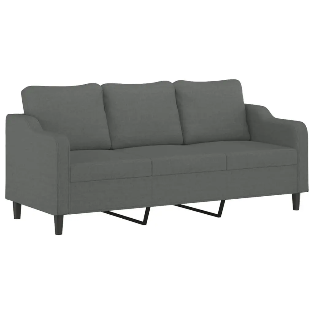 3 Piece Sofa Set Grey Fabric Living Room Furniture