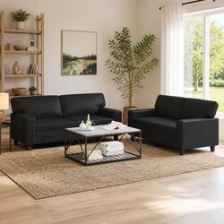 Elegant 2-Piece Black Sofa Set for Living Rooms