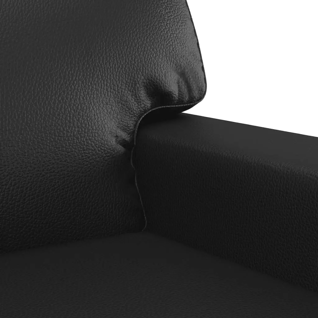 2 Piece Black Sofa Set Faux Leather Upholstery Sturdy Plywood and Metal Frame Thickly Padded Seat and Armrests