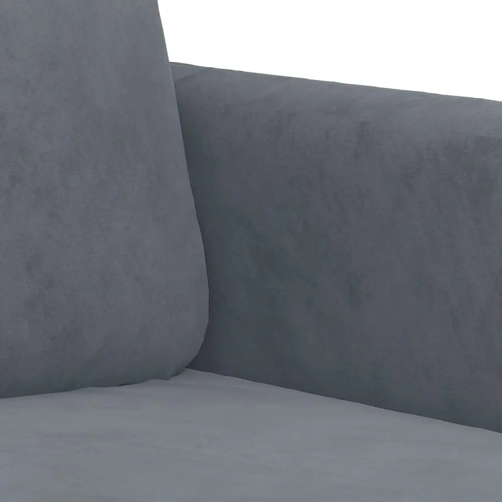 3 Piece Sofa Set Grey Velvet Lounge Suite Comfortable Seating Living Room