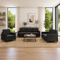 Black Velvet 3 Piece Sofa Set for Cozy Living Rooms