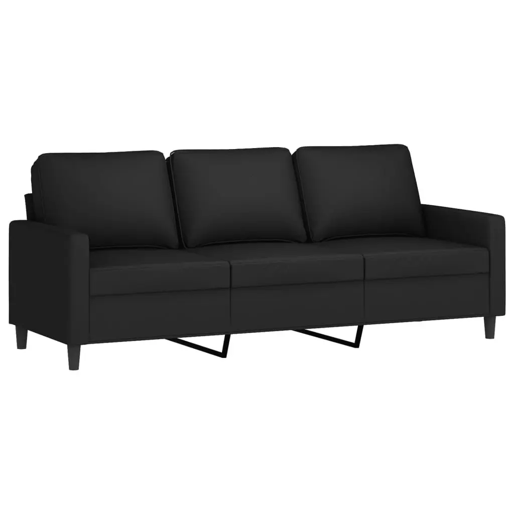 3 Piece Sofa Set Black Velvet Upholstery Plywood and Metal Frame