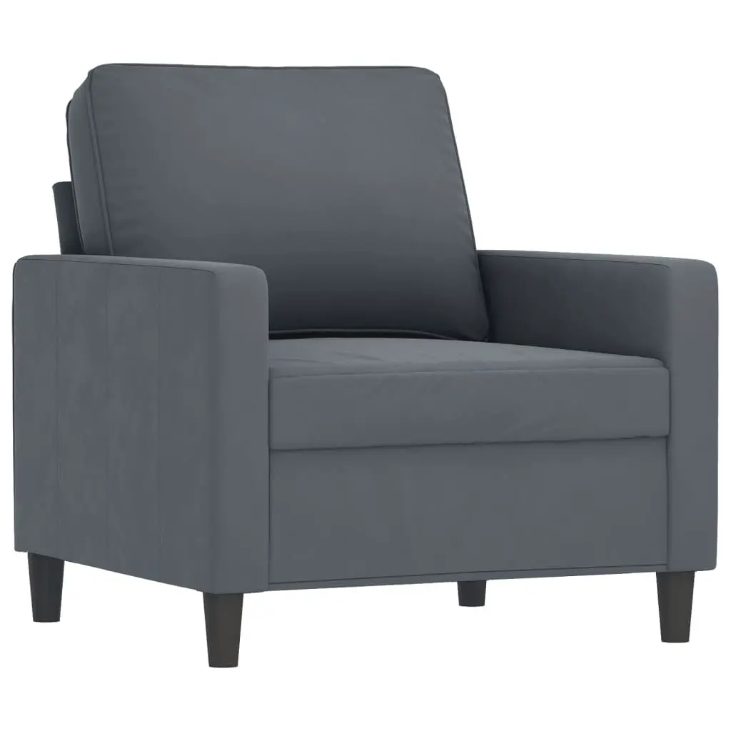 Sofa Set Grey Velvet 4 Piece Modern Minimalist Upholstery Plywood Metal Frame