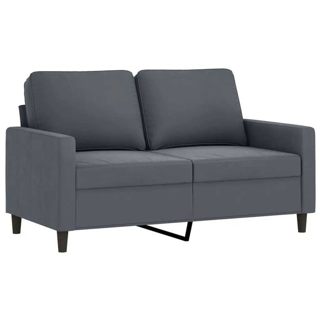 Sofa Set Grey Velvet 4 Piece Modern Minimalist Upholstery Plywood Metal Frame