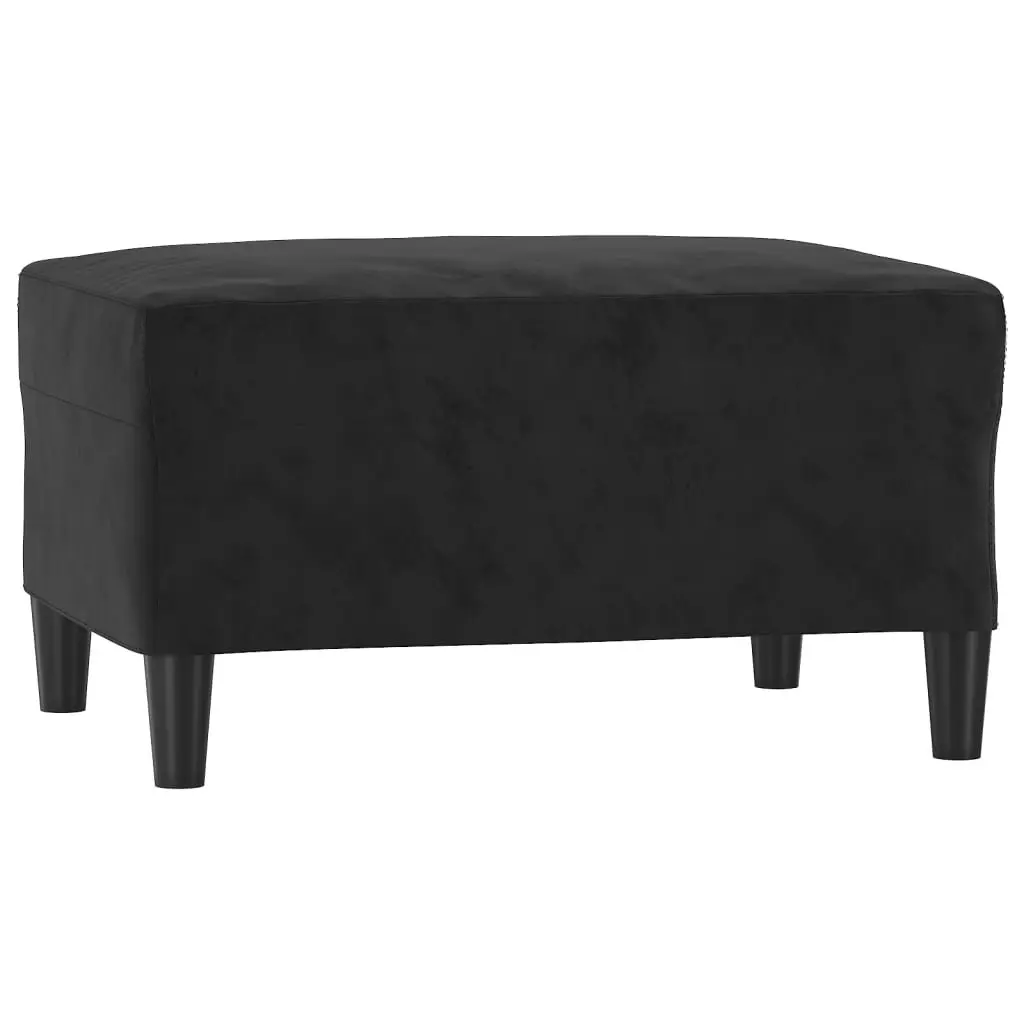 4 Piece Sofa Set Black Velvet with Pillows Footstool Living Room Furniture