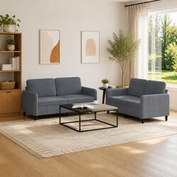Elegant Grey Velvet 2 Piece Sofa Set for Living Rooms